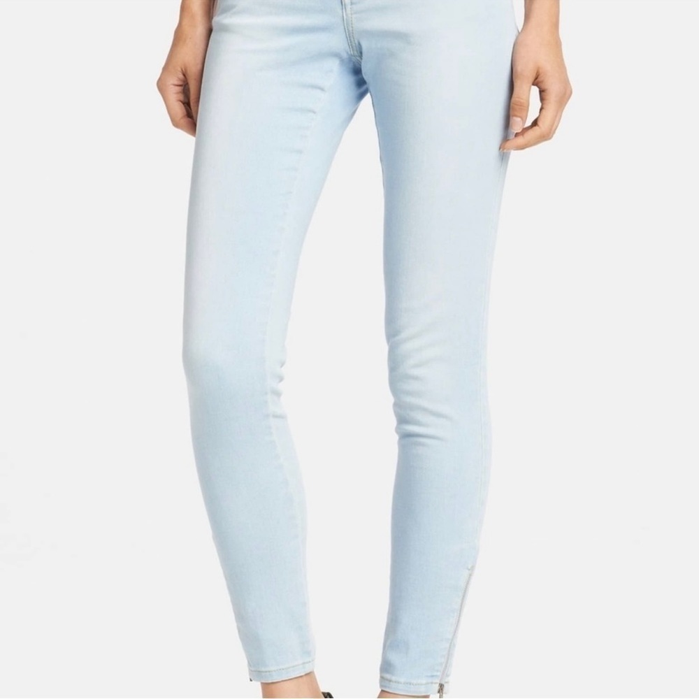 STELLA MCCARTNEY Jessica Skinny Ankle Zip Jeans Light Blue Wash Size 28 Designer